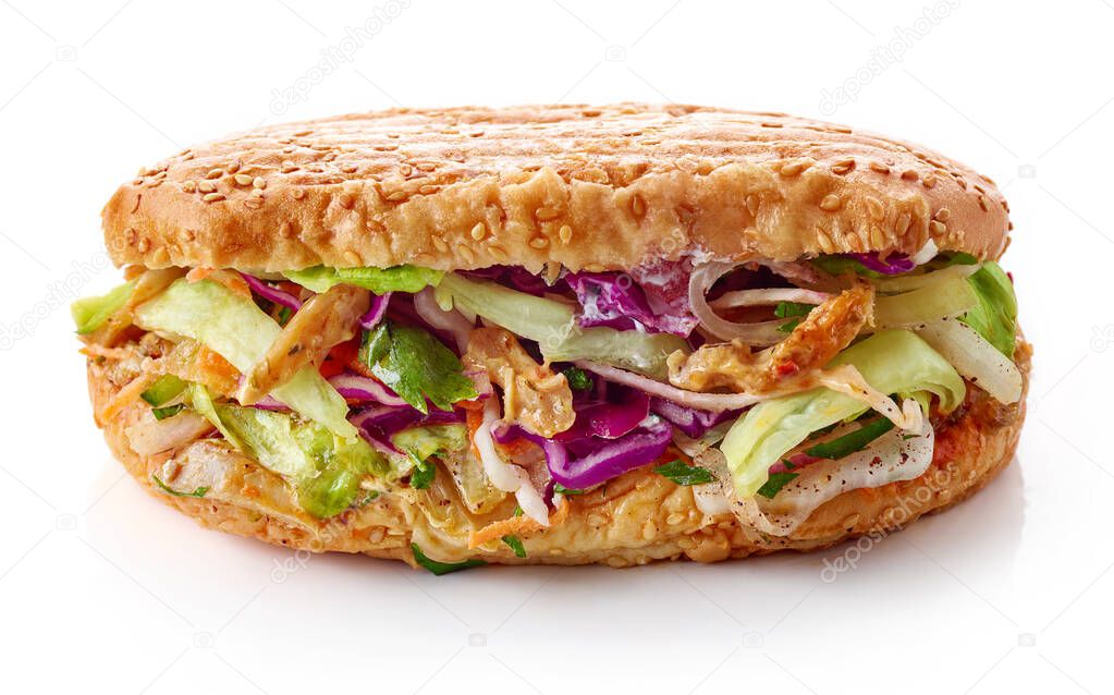 Kebab sandwich isolated on white background