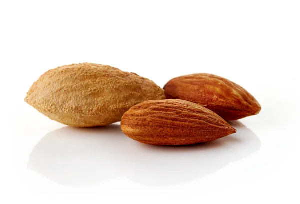 Almonds on white background — Stock Photo, Image