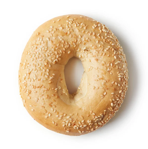 Elszigetelt fehér Szezám bagel — Stock Fotó