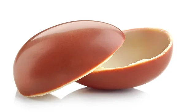 Chocolate egg halves, isolated — Stock Photo, Image