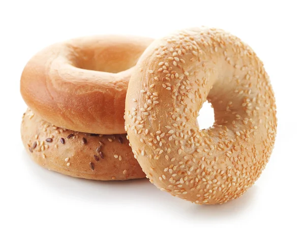 Fresh bagels on white background — Stock Photo, Image