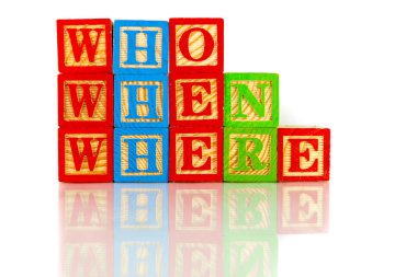 Kim, ne zaman, nerede beyaz yansıması-arka plan yararlı iş 