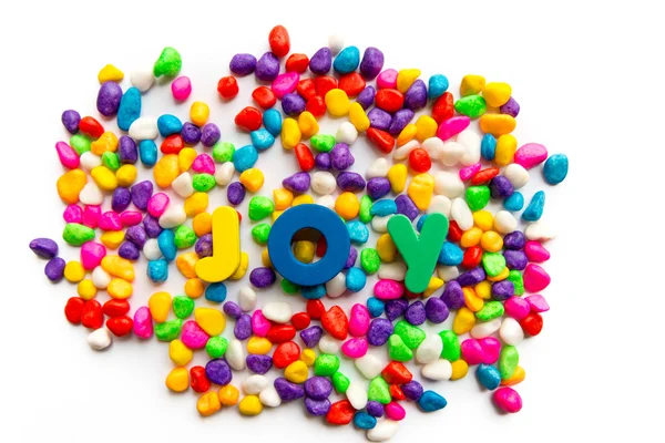 Parola gioia in pietra colorata utile parola d'affari — Foto Stock