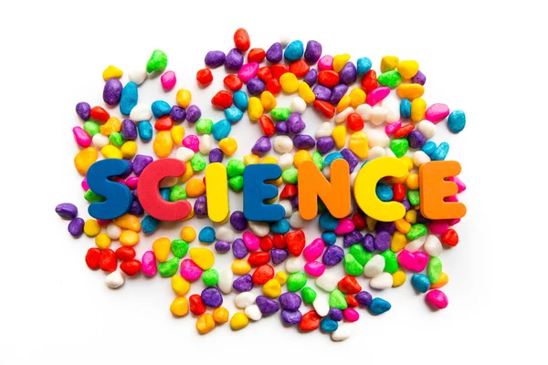 Palavra da ciência na pedra colorida palavra útil do negócio — Fotografia de Stock