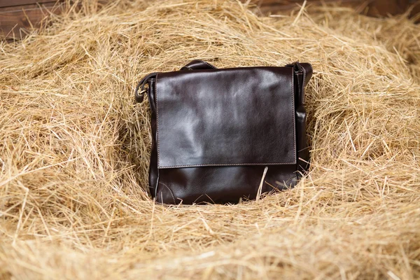A széna bőr táska — Stock Fotó