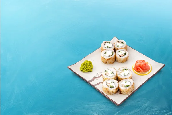 Sushi roll sada se sýrem — Stock fotografie