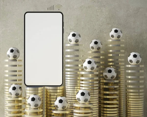 Online Ποδόσφαιρο Ζωντανά Διακόσμηση Smartphone Λευκή Οθόνη Αθλητικό Κανάλι Μετάδοσης — Φωτογραφία Αρχείου