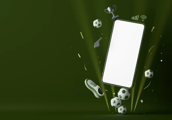 Futebol Vivo Online Partir Smartphone Programa Competição Desportiva Bola Futebol — Fotografia de Stock