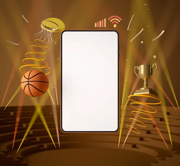 Μπάσκετ Ζωντανά Απευθείας Σύνδεση Από Ένα Smartphone Πρόγραμμα Αθλητικού Διαγωνισμού — Φωτογραφία Αρχείου