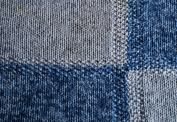 Gebreide grijze en blauwe wol — Stockfoto
