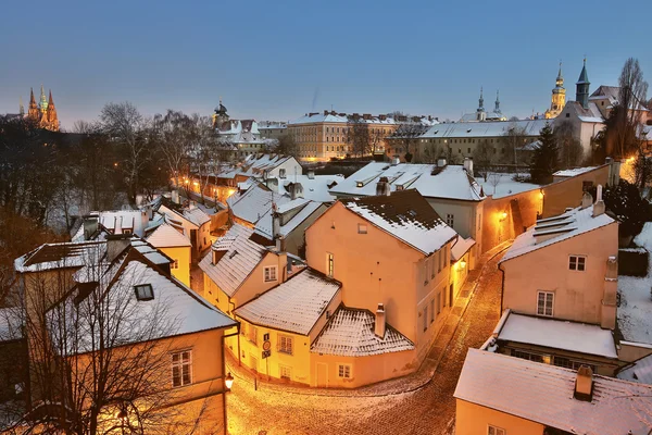 Novy Svet à noite, Praga, República Checa — Fotografia de Stock