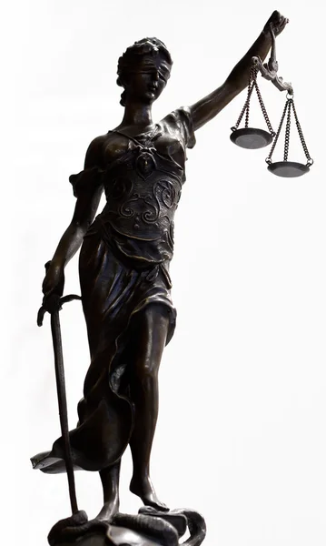 Statuetta Bronzo Della Giustizia Focus Sul Volto — Foto Stock