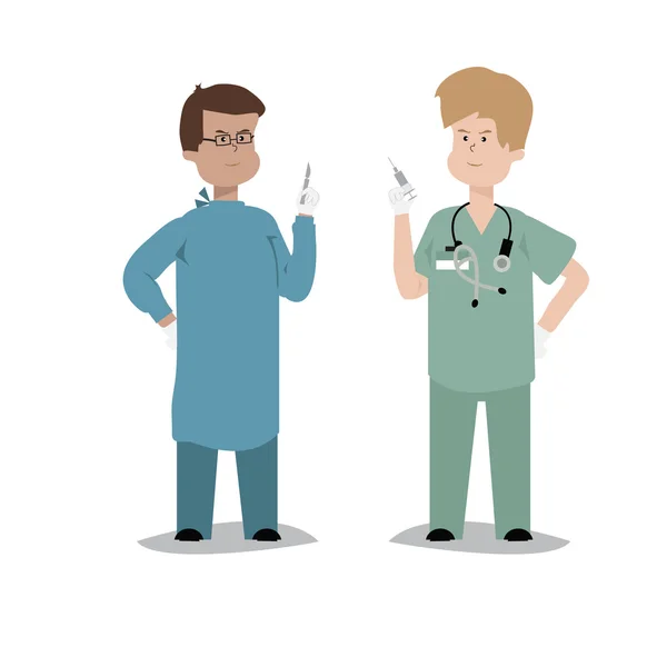 医学概念在平面样式与医生，外科医生 — 图库矢量图片