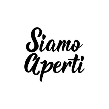 İtalyanca çevirisi: açığız. Mektup. Mürekkep çizimi. Beyaz arkaplanda izole edilmiş modern fırça kaligrafisi