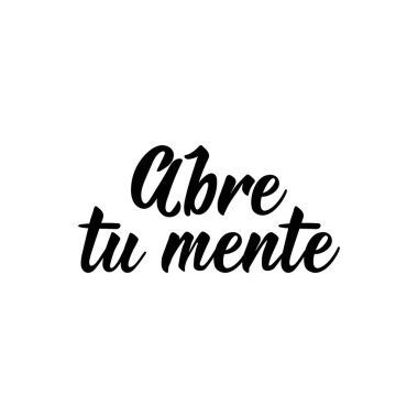 Zihnini İspanyolca aç. Mektup. Mürekkep çizimi. Modern fırça hat sanatı