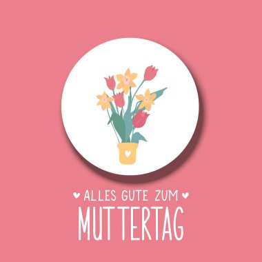 Anneler günün kutlu olsun. Modern vektör fırçası el yazısı. Mürekkep çizimi. Tebrik kartları, posterler, tişörtler, afişler için mükemmel bir tasarım. Almanca çeviri: Anneler Günün kutlu olsun..