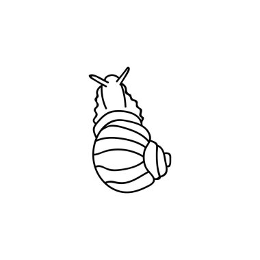 Tek elli salyangoz. Karalama tarzında vektör illüstrasyonu. Beyaz arkaplanda izole et.