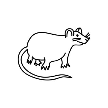 Tek elle çizilmiş fare. Doodle vektör çizimi. Beyaz arka planda izole edin. Goblincore baskısı.