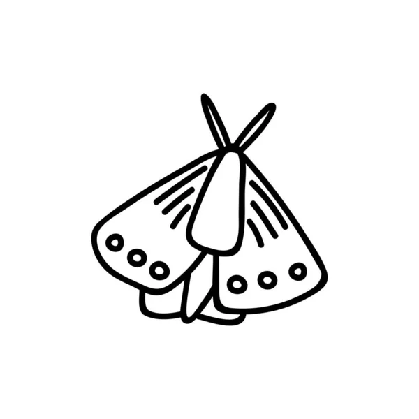 片手で蛾を描いた 落書きベクトルイラスト 白い背景に隔離された — ストックベクタ