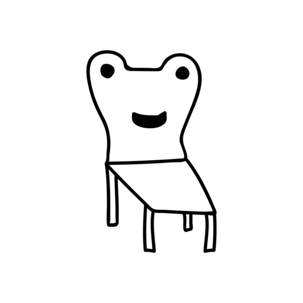 1本の手描き椅子はカエルの下で様式化されている 落書きベクトルイラスト 白い背景に隔離されています ゴブリンコア様式 — ストックベクタ