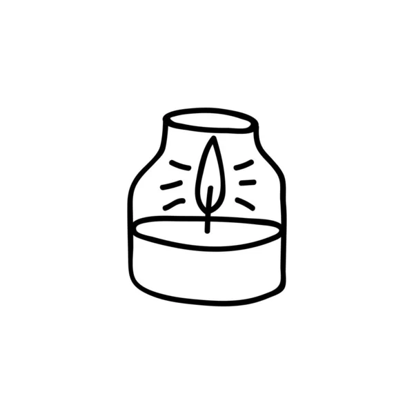 Single Hand Drawn Aroma Candle Doodle Vector Illustration Isolated White — Stock Vector