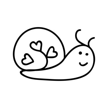 Tek elli salyangoz. Doodle vektör çizimi. Beyaz bir arkaplanda izole edilmiş.