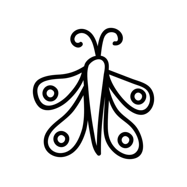 Papillon Dessiné Main Illustration Vectorielle Doodle Isolé Sur Fond Blanc — Image vectorielle