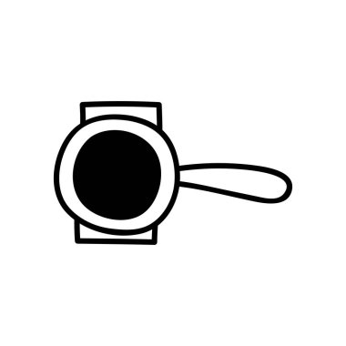 Tek elle çizilmiş kapuçino makinesi. Doodle vektör çizimi. Beyaz bir arkaplanda izole edilmiş.