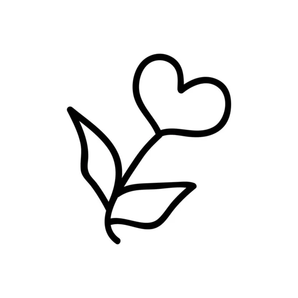 Eine Hand Gezeichnete Herzförmige Blume Doodle Vektor Illustration Isoliert Auf — Stockvektor