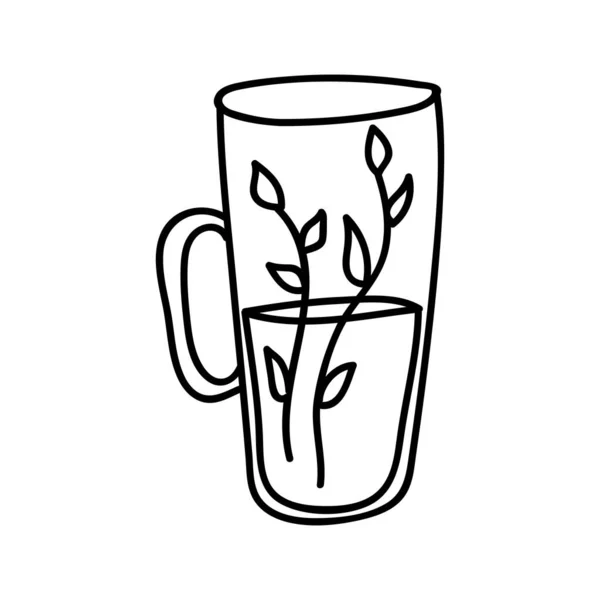 Eine Von Hand Gezogene Tasse Tee Vektor Illustration Doodle Stil — Stockvektor