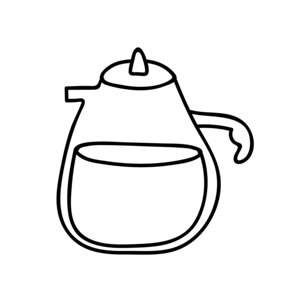 Eine Hand Gezogene Kaffeekanne Vektor Illustration Doodle Stil Isoliert Auf — Stockvektor