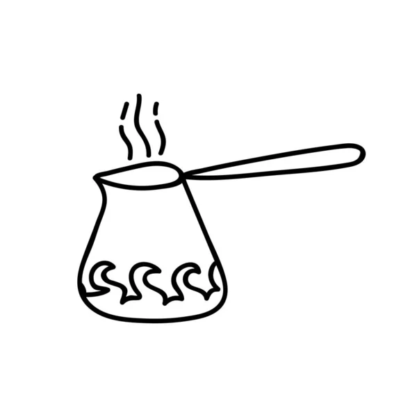 Turco Café Dibujado Mano Ilustración Vectorial Doodle Aislado Sobre Fondo — Vector de stock