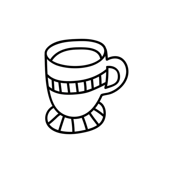 Одна Чашка Кави Капучино Шоколад Какао Американо Або Чай Doodle — стоковий вектор