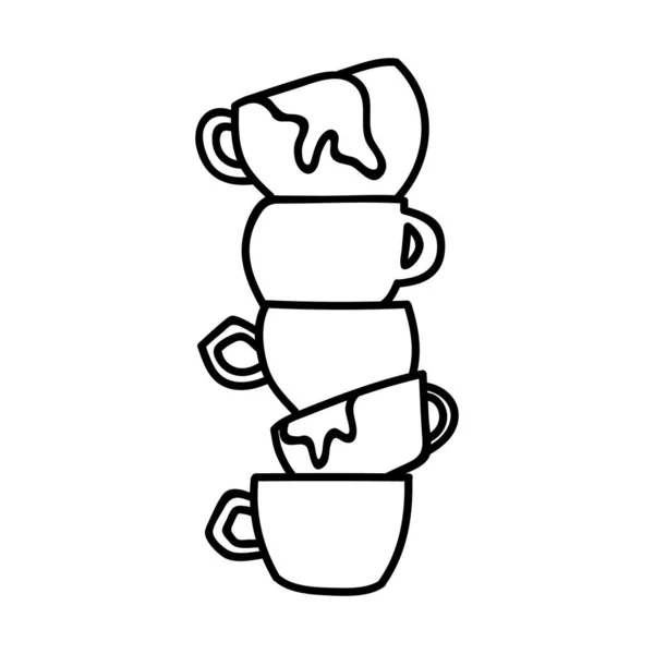 Einhand Gezogene Schmutzige Kaffeetassen Doodle Vektor Illustration Isoliert Auf Weißem — Stockvektor