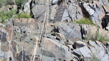 Doğanın güzel manzarası. Petroglifli taşlar..