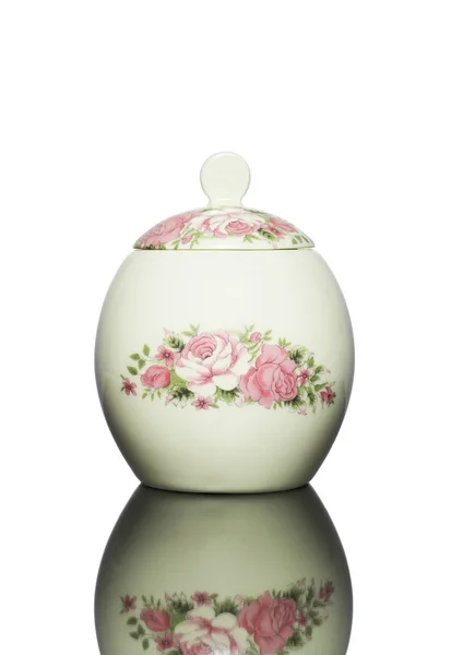 Ceramic pattern pot on white background. Royalty Free Stock Photos