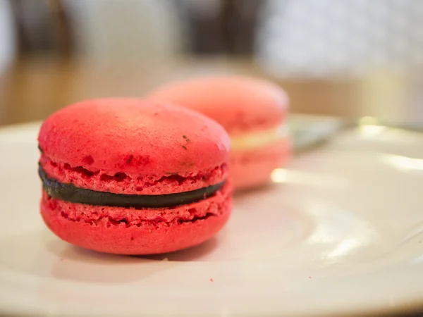 Pembe macaroons, seçici odak, arka plan kavramı