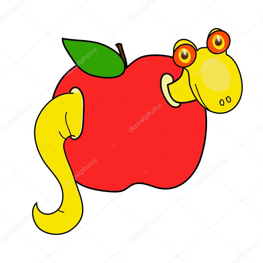 worm and apple