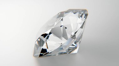 Beyaz Arkaplanda Parlak Kesim Elması izole edildi. Lüks Gemstone 'un Macro Shot' u. 3d oluşturma