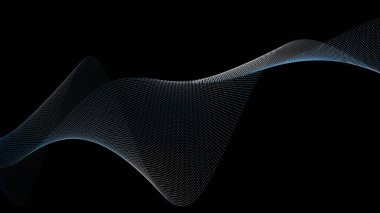 Mavi ve Beyaz Dereceli Soyut Dijital Nokta Dalgası, Teknoloji ve Veri Akımı Arkaplanı. 3d oluşturma