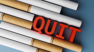 Sigara arkaplanındaki kırmızı mesaj mesajını bırak. 3d oluşturma