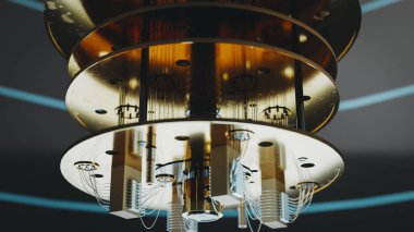 Kuantum Bilgisayar Teknolojisi konsepti. 3d oluşturma