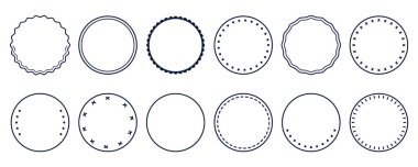 Bir dizi minimalist sanat sınırları. Doodle Hand beyaz arka planda izole edilmiş minimalist çerçeveler çizdi. Çeşitli dekor unsurları olan boş sınır. Yuvarlak şekiller koleksiyonu. Vektör illüstrasyonu