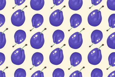 Meyvesiz desen. Erik arkaplanı. Tam olgunlaşmış erik. Taze sulu vitaminle tekrarlanabilir doku. Yazdırma, duvar kağıdı, tekstil, baskı, paketleme, arkaplan