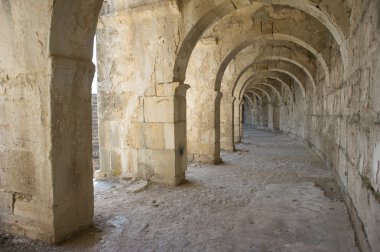 Tünel amfitiyatro Türkiye'de. Aspendos.
