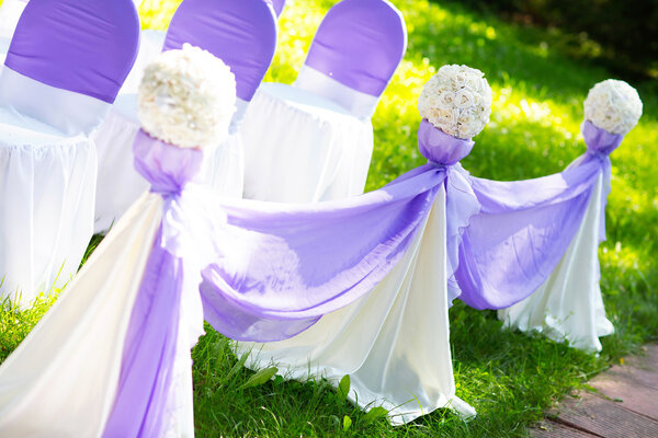 Chairs at a wedding ceremony. Decor.