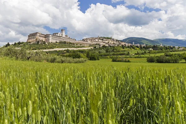 Historisk stad av Assisi i Italien. Franciskus-basilikan — Stockfoto