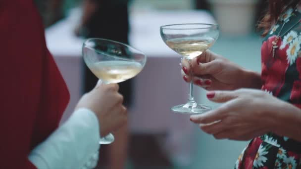 白葡萄酒杯 — 图库视频影像
