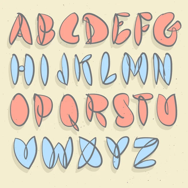 Hand Drawn Alphabet. Hand Brushed Unforced Bubble Alphabet. — Stock Vector