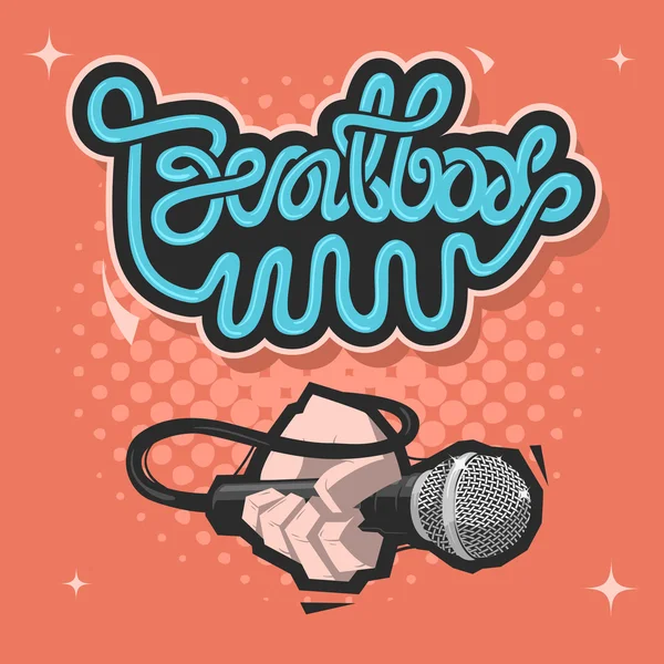 Beatbox yazı. Bir mikrofon ile yardım. 